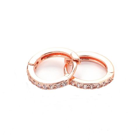 1 Pair Fashion Round Inlay Copper Zircon Earrings