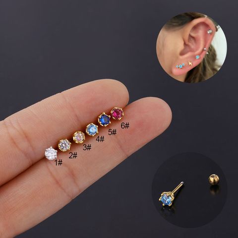Ear Cartilage Rings & Studs Simple Style Geometric Copper Plating Artificial Gemstones