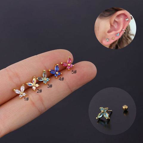 Ear Cartilage Rings & Studs Pastoral Insect Copper Plating Artificial Gemstones