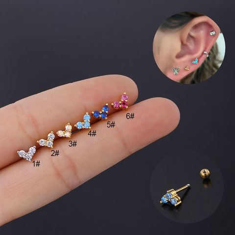 Ear Cartilage Rings & Studs Heart Copper Plating Artificial Gemstones