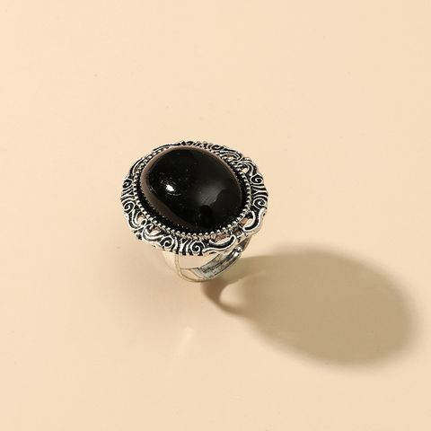 Fashion Hollowed-out Carved Turquoise Ring