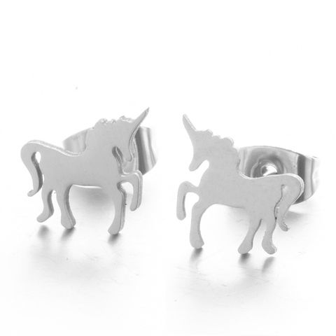 Simple Style Unicorn Alloy No Inlaid Earrings Ear Studs