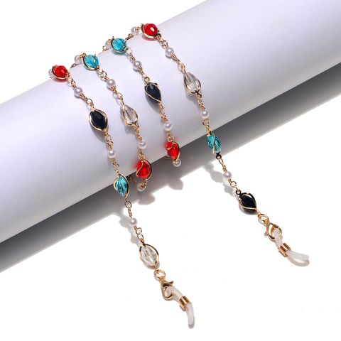 Fashion Colorful Crystal Pearl Glasses Chain
