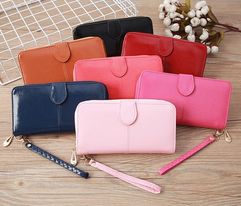 Leather Large-capacity Clutch Bag Elongated Concealed Buckle Wallet Card Holder