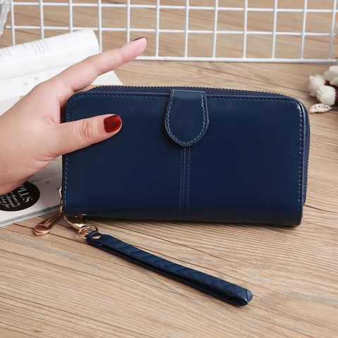 Leather Large-capacity Clutch Bag Elongated Concealed Buckle Wallet Card Holder