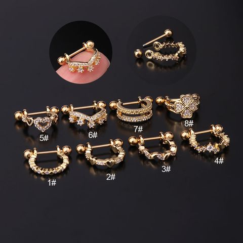 Ear Cartilage Rings & Studs Fashion Crown Copper Plating Artificial Gemstones