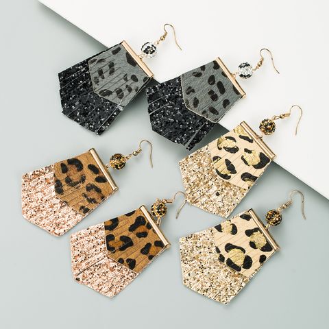 Fashion Leopard Print Long Leather Earrings
