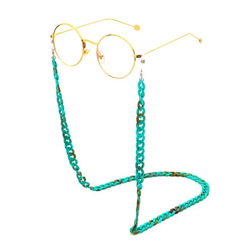 Fashion Acrylic Leopard Print Thin Chain Green Glasses Wholesale