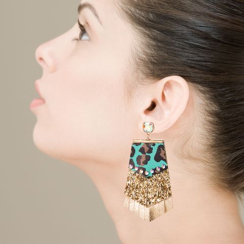 Bohemian Leopard Print Multi-layer Leather Sequined Earrings