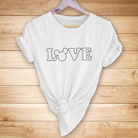 Fashion New Style Hollow Love Printed Casual Short-sleeved T-shirt
