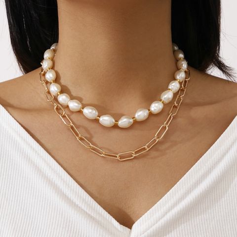 Fashion Double-layer Pearl Alloy Necklace Wholesale