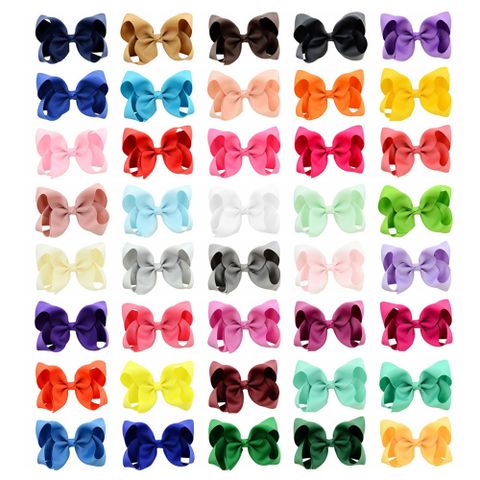 Einfache Mode Stil Blumenbogen Kinder Ribbed Ribbon Bow Haarnadeln