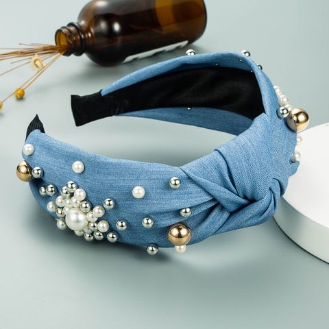 Korean Pearl Bow Knotted Wide Headband