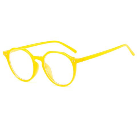 Fashion Round Frame Flat Mirror Yellow Anti-blue Light Glasses Wholesale