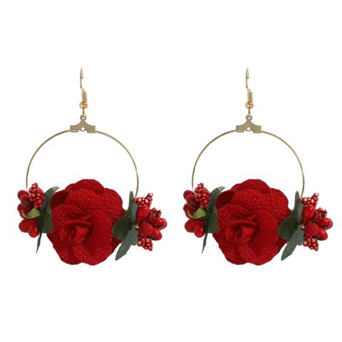 Ethnic Style Flower Cloth No Inlaid Earrings
