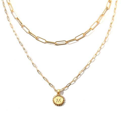 New Fashion Simple Chain Multi-layer Round Coin Love Pendant Necklace