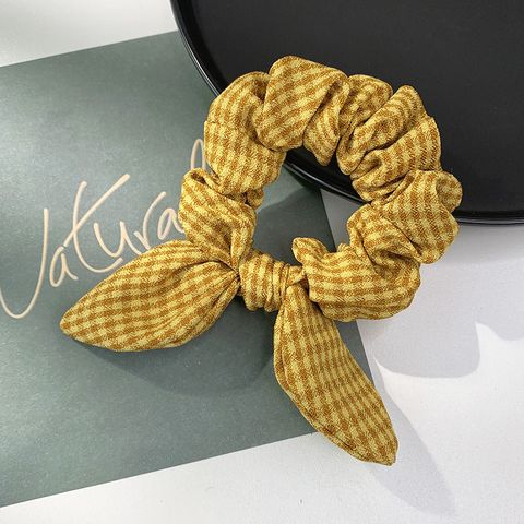 Wholesale Simple Plaid Bow Fabric Hair Scrunchies