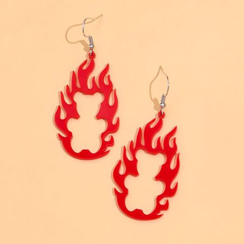 Retro Creative Acrylic Hollow Flame Earrings