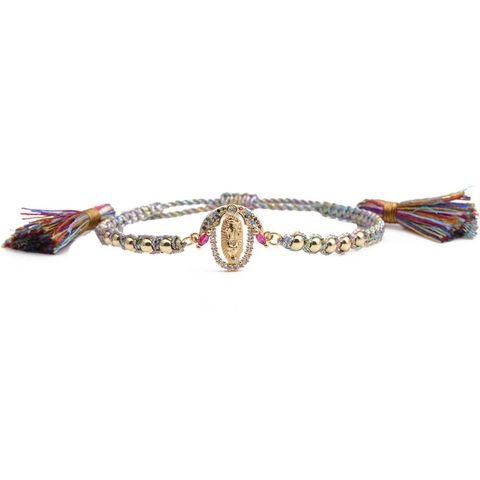 Bohemian Colored Zircon Virgin Mary Adjustable Bracelet
