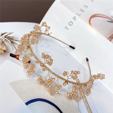 Korean Style Snowflake Imitation Crystal Diamond Gold Wire Headband