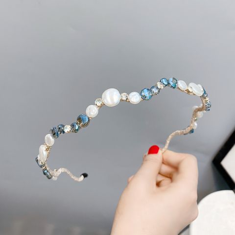 Korean Style Wave Pearl Leaf Headband Wholesale