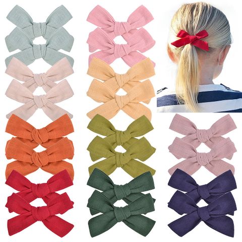 Fashion New Style Solid Color Fabric Bow Hairpin
