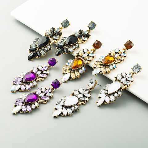 Ethnic Style New Casual Wild Rhinestone Exaggerated Long Earrings