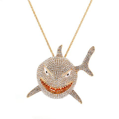 Hip-hop Diamond Large Shark Pendant Necklace