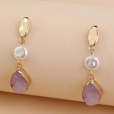 Wholesale Fashion Pink Drop Pendant Earrings