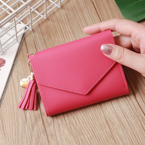 Korean Solid Color Short Tassel Wallet Wholesale