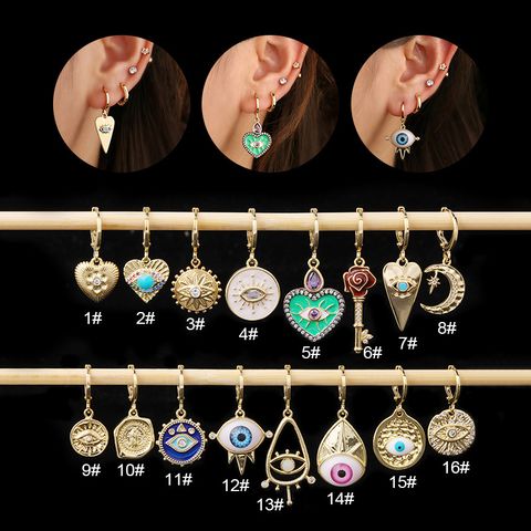 Ear Cartilage Rings & Studs Ethnic Style Geometric Copper Stoving Varnish Artificial Gemstones