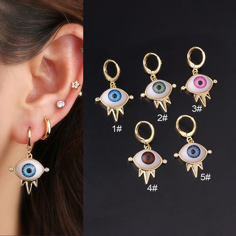 Ear Cartilage Rings & Studs Ethnic Style Eye Copper Plating Artificial Gemstones