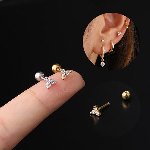 Ear Cartilage Rings & Studs Simple Style Flower Copper Plating Artificial Gemstones