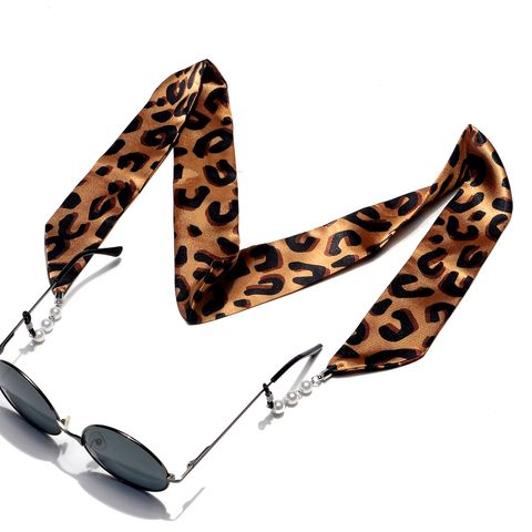 Cadena De Gafas De Perlas Con Estampado De Leopardo De Cinta De Moda