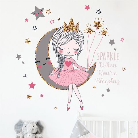 New Fashion Little Princess Moon Girl Decorative Wall Stickers