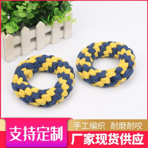 Fashion Hand-woven Rope Loops Donuts Pets Toy