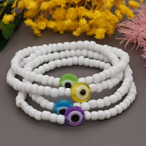 Korean Style White Glass Beads Glass Eye Bracelet Wholesale