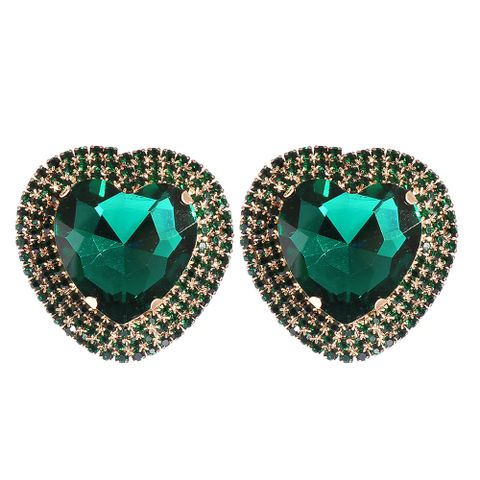 Fashion Heart-shaped Alloy Diamond Earrings