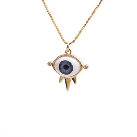 Wholesale Dripping Evil Eye Copper Zircon Pendant Necklace