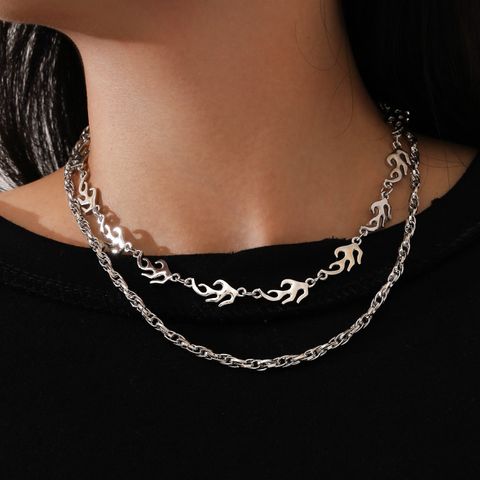 Hip-hop Flame Chain Multi-layer Alloy Necklace
