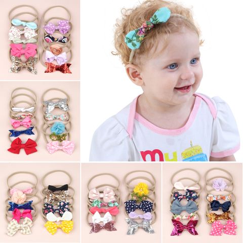 Fashion Children's Bow Knot Floral Rabbit Ears Nylon Rubber Band