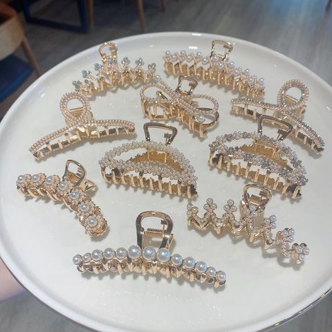 Korean Style Imitation Pearl Metal Rhinestone Catch Clip Wholesale