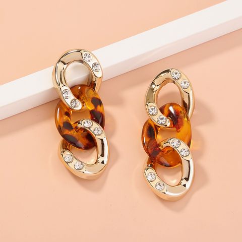 Fashion New Diamond Leopard Print Resin Tassel Earrings