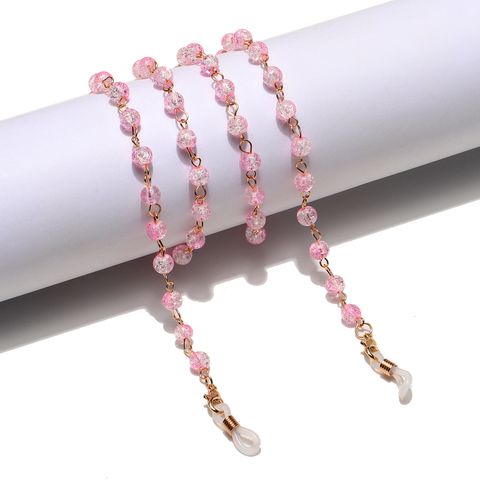 Fashion Golden Cracked Pink Beads Handmade Glasses Chain Wholesale