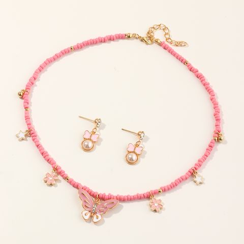 Nihaojewelry Jewelry Wholesale Children's Necklace Earrings Butterfly Pendant Necklace