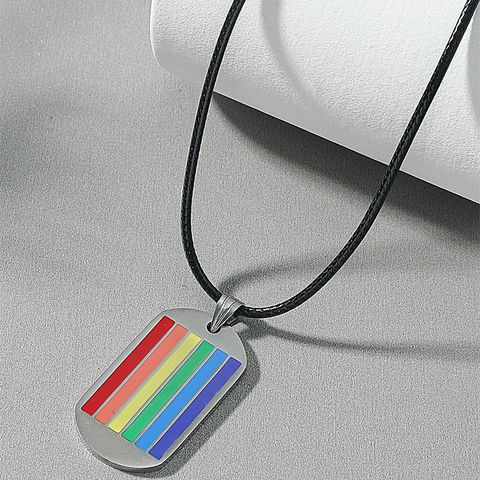 Wholesale Jewelry Fashion Six-color Rainbow Pendant Stainless Steel Necklace Nihaojewelry