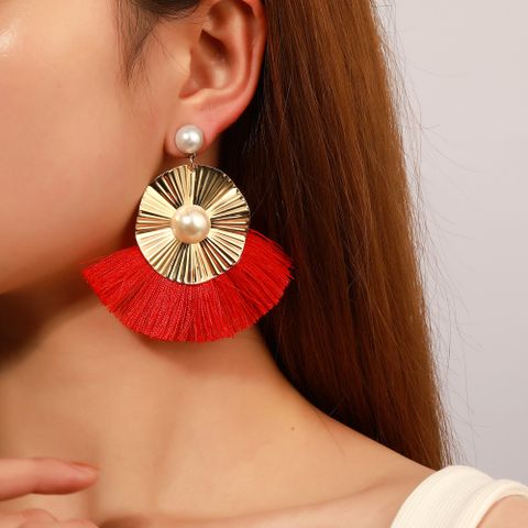 Wholesale Jewelry Bohemian Fan-shaped Irregular Tassel Earrings Nihaojewelry