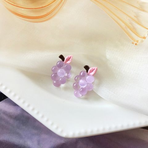 Korean Style Cute Purple Grape Earrings