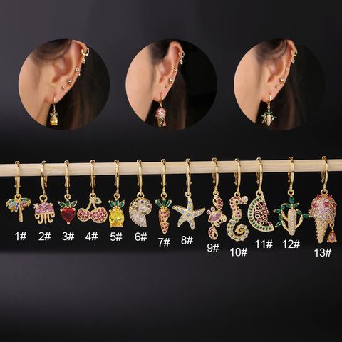 Ear Cartilage Rings & Studs Geometric Copper Artificial Gemstones