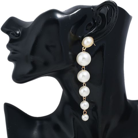 Fashion Long Six-connected Pearl Earrings